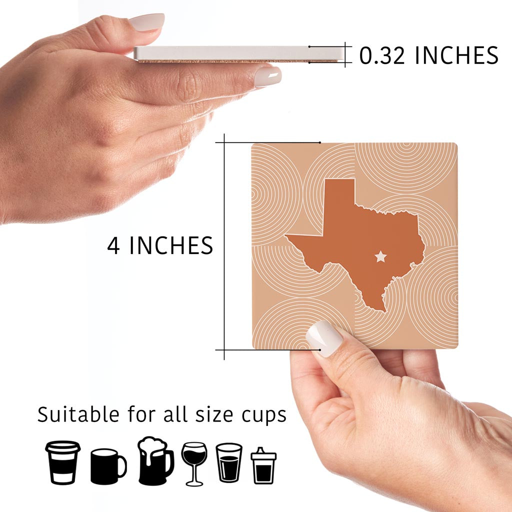 Modern Minimalist Texas Austin Star | Absorbent Coasters | Set of 4 | Min 2