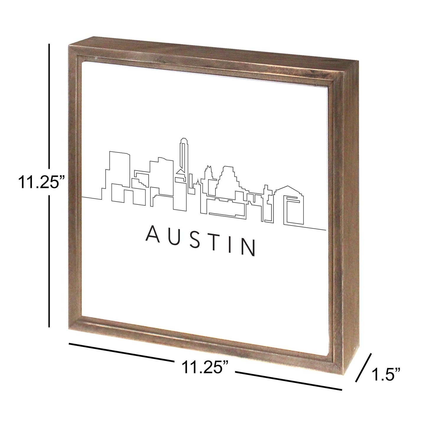 Minimalist B&W Texas Austin Skyline | Wood Sign | Eaches | Min 1