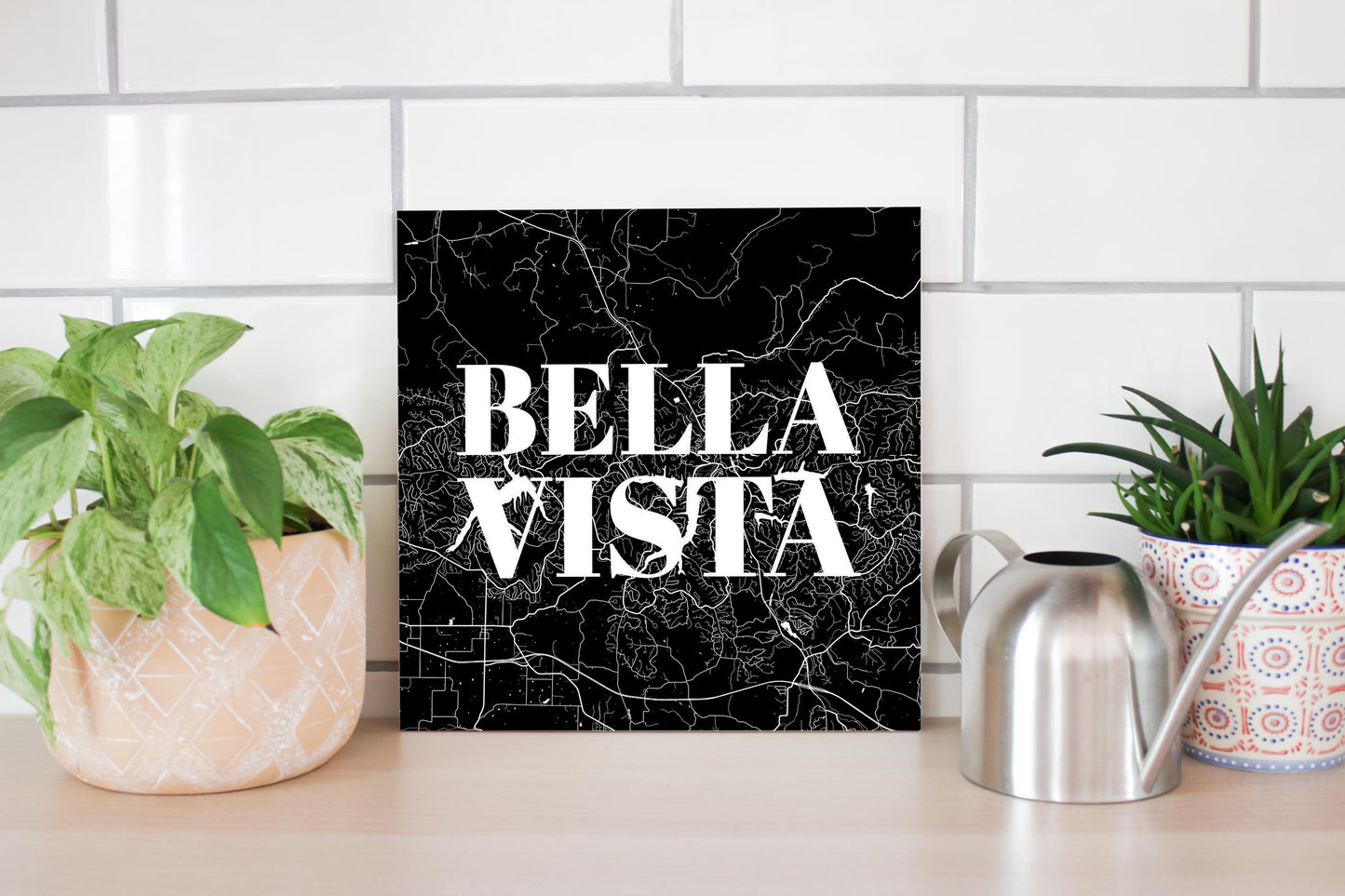 Minimalist B&W Arkansas Bella Vista Map | Wood Sign | Eaches | Min 2