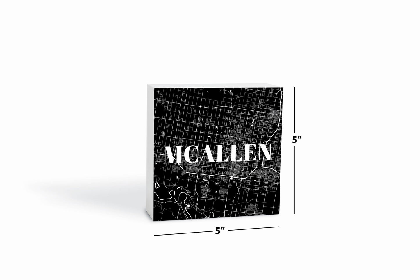 Minimalistic B&W Texas Mcallen Map | Wood Block | Eaches | Min 4