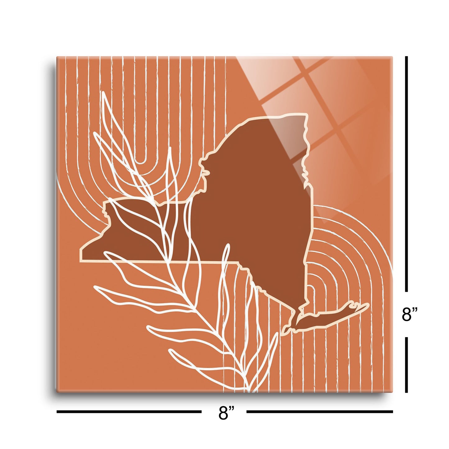 Modern Minimalist New York Shape And Leaf| Hi-Def Glass Art | Eaches | Min 2