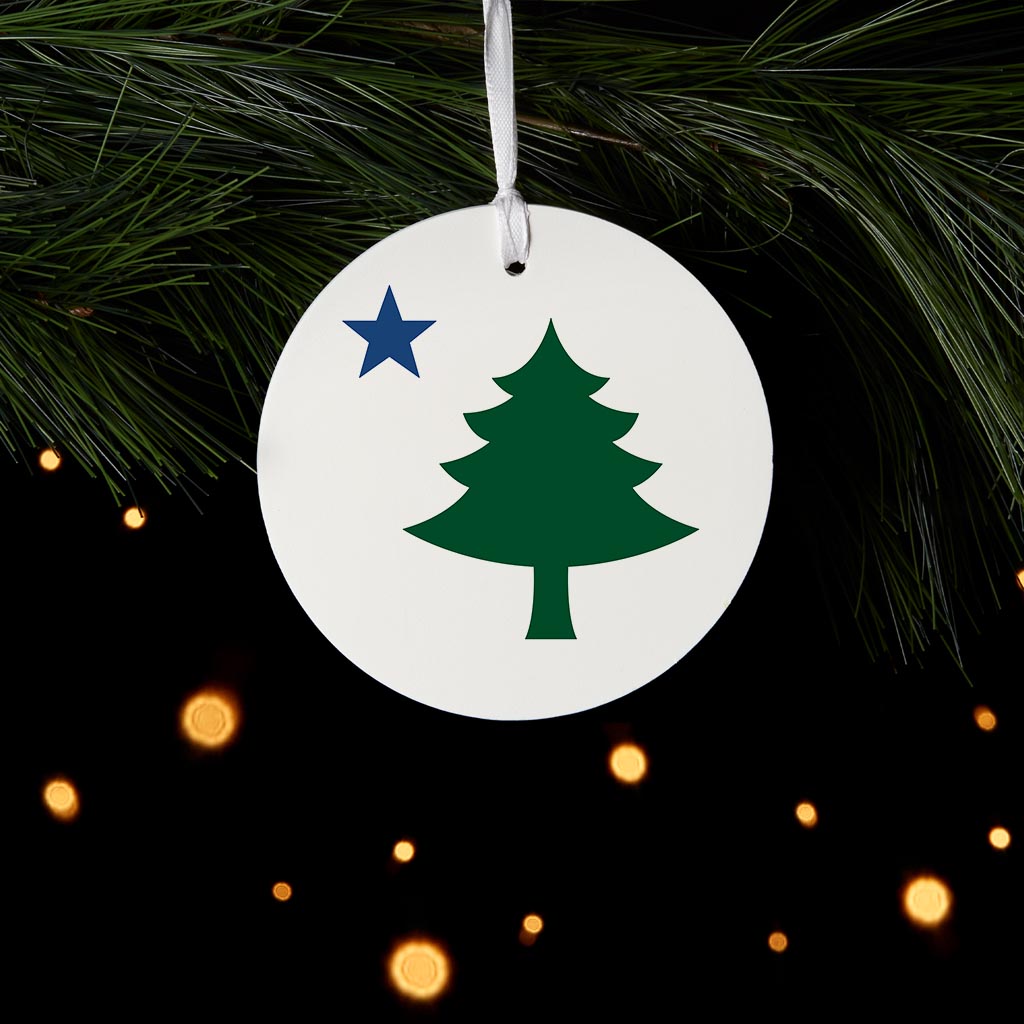 New England Star And Tree | Wood Ornament | Eaches | Min 6