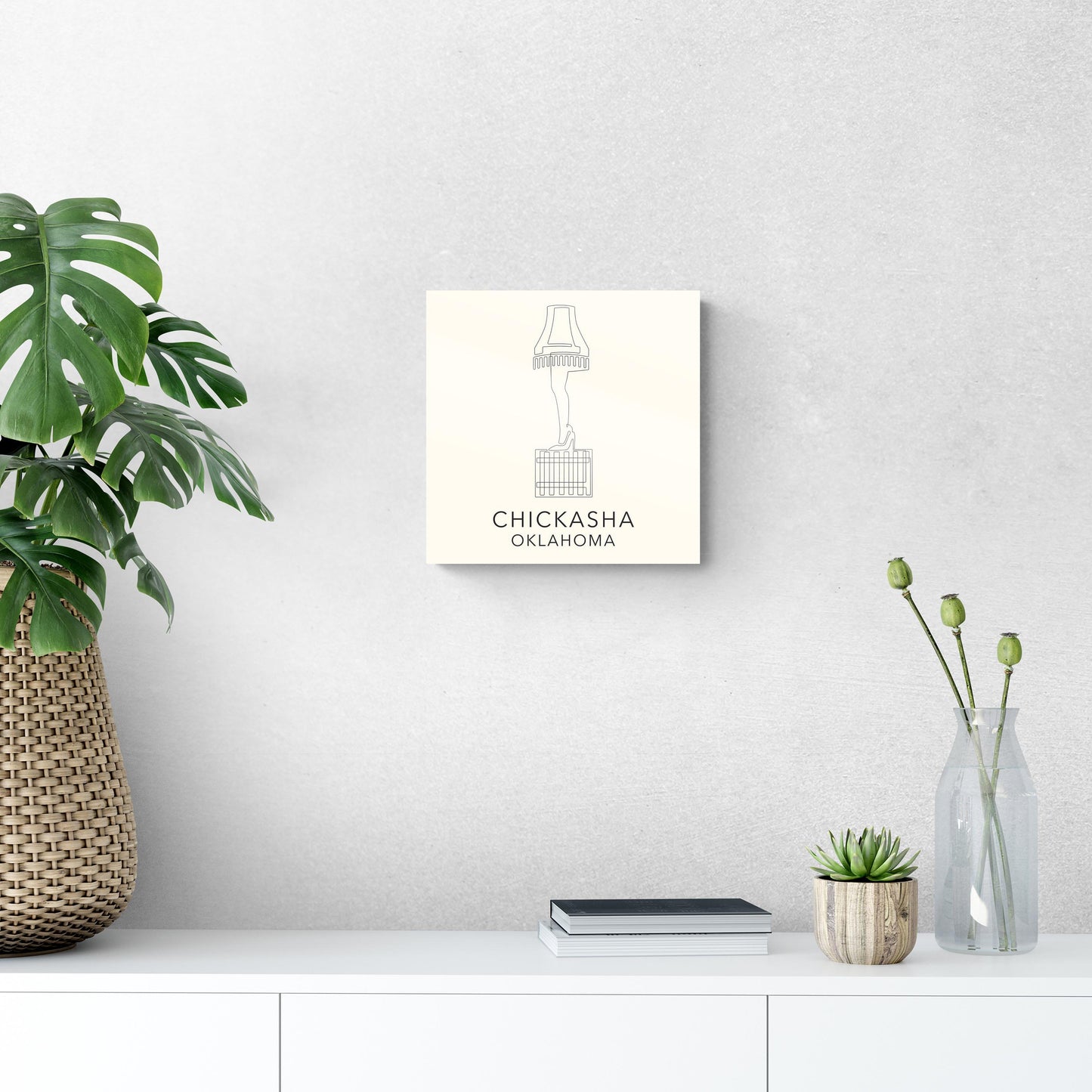 Modern Minimalist Oklahoma Chickasha Leg Lamp| Hi-Def Glass Art | Eaches | Min 1