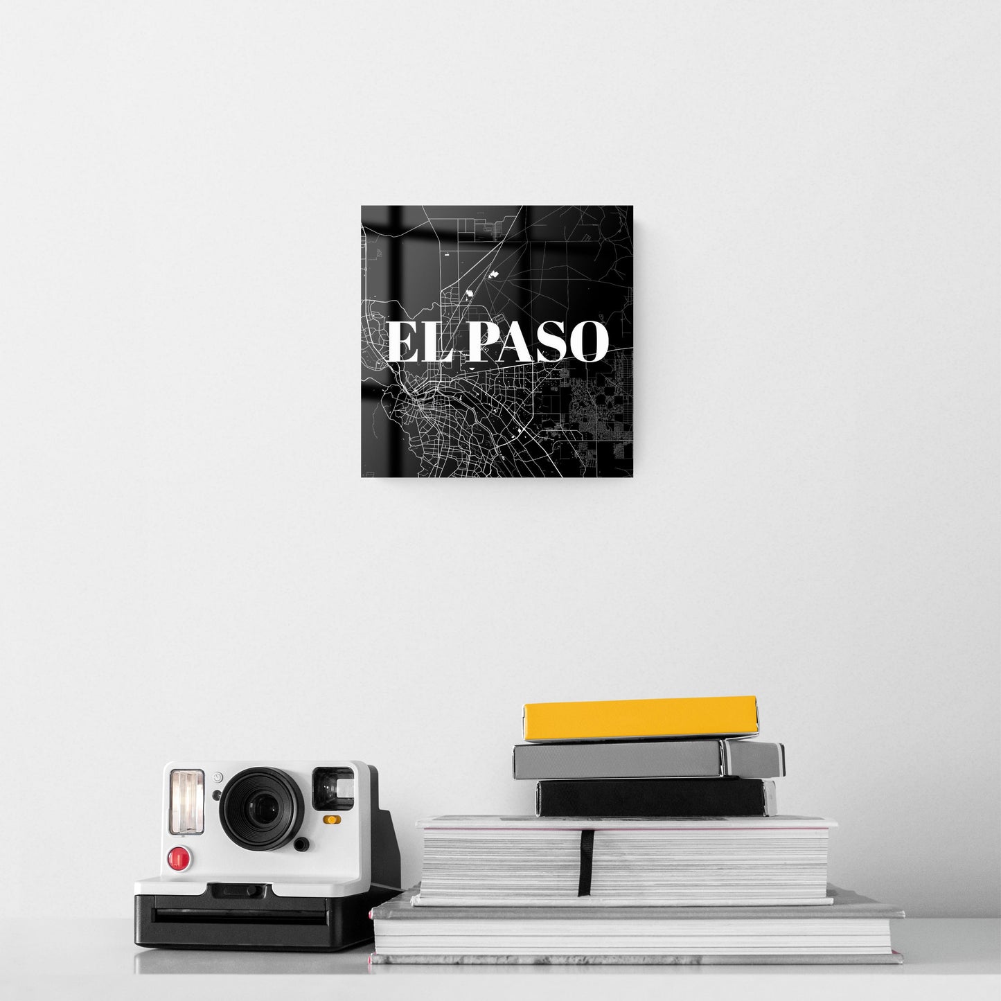 Minimalistic B&W Texas El Paso Map | Hi-Def Glass Art | Eaches | Min 2
