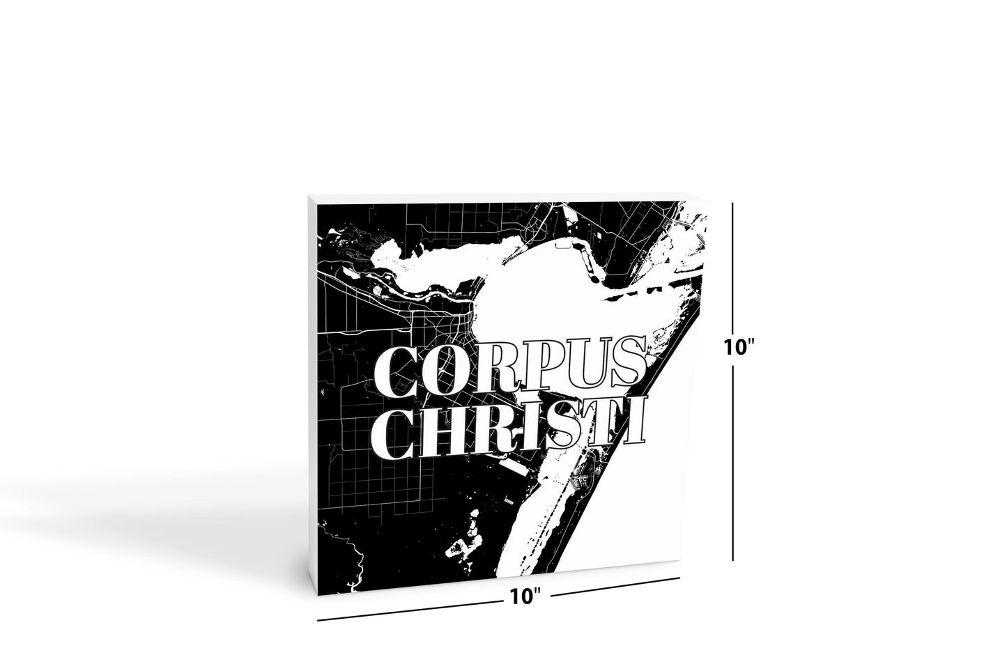 Minimalistic B&W Texas Corpus Christi Map | Wood Block | Eaches | Min 2