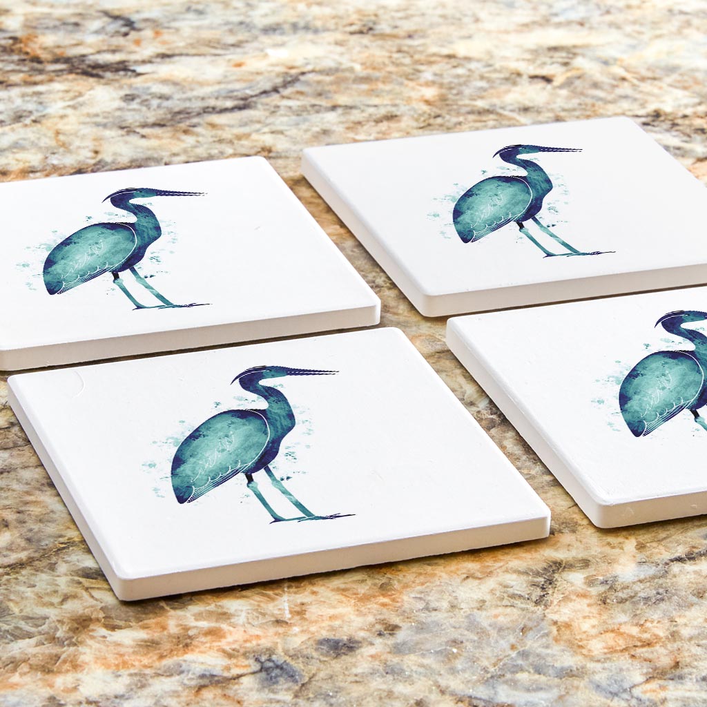 East Coast Water Color Heron | Absorbent Coasters | Set of 4 | Min 2