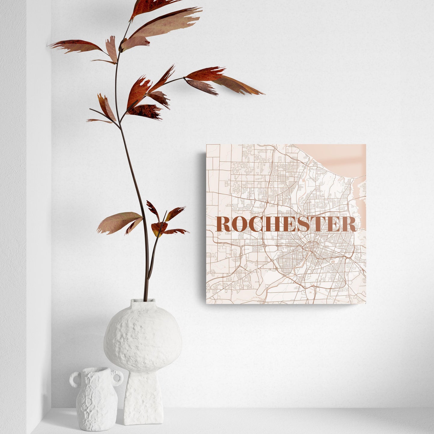 Modern Minimalist New York Rochester Map | Hi-Def Glass Art | Eaches | Min 2