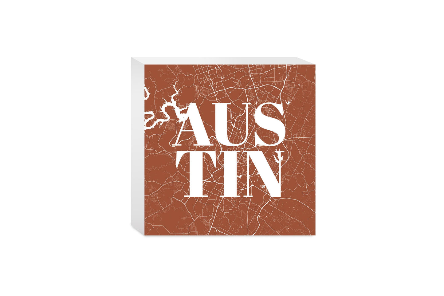 Modern Minimalist Texas Austin Map | Wood Block | Eaches | Min 4