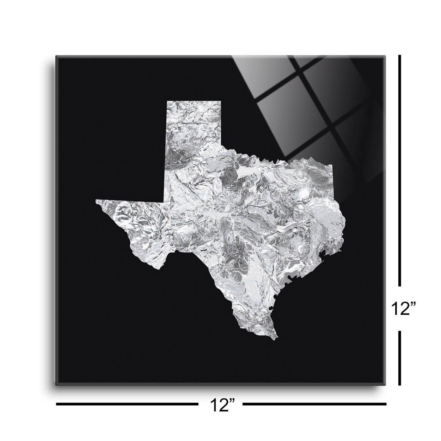 Minimalistic B&W Texas Metal State Shape | Hi-Def Glass Art | Eaches | Min 1