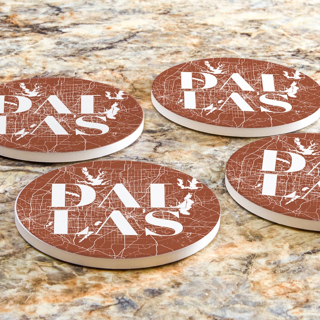 Modern Minimalist Dallas Texas Map | Absorbent Coasters | Set of 4 | Min 2