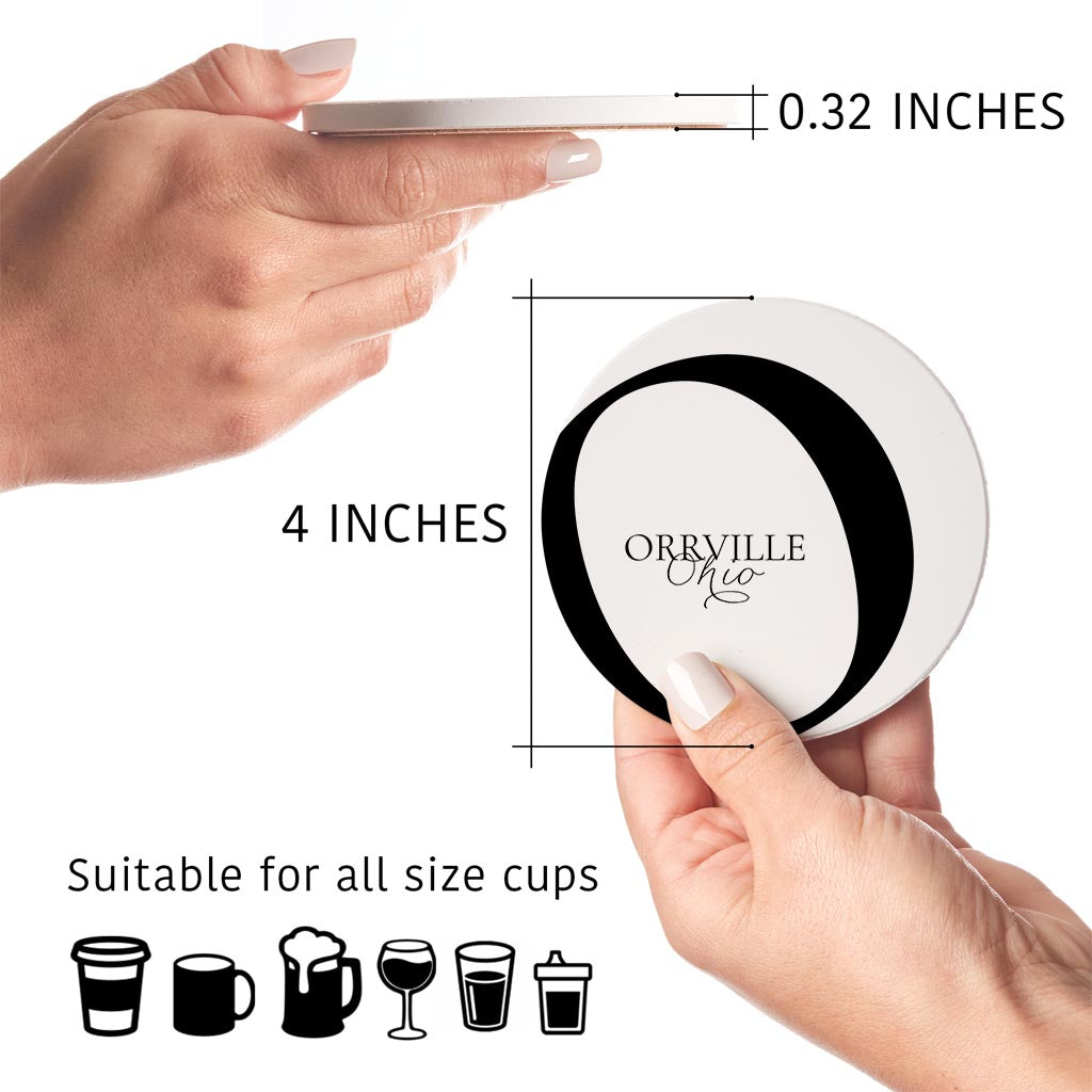 Orrville Oh Minimal Monogram| Absorbent Coasters | Set of 4 | Min 2