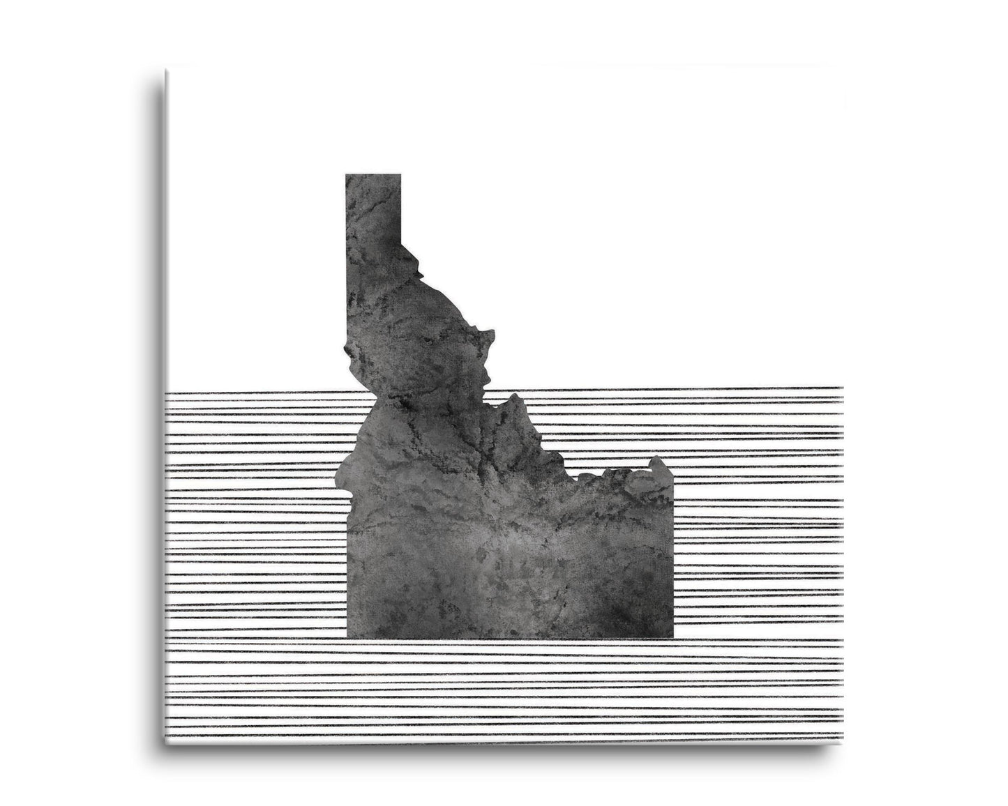 Minimalist B&W Idaho State With Straight Lines | Hi-Def Glass Art | Eaches | Min 2