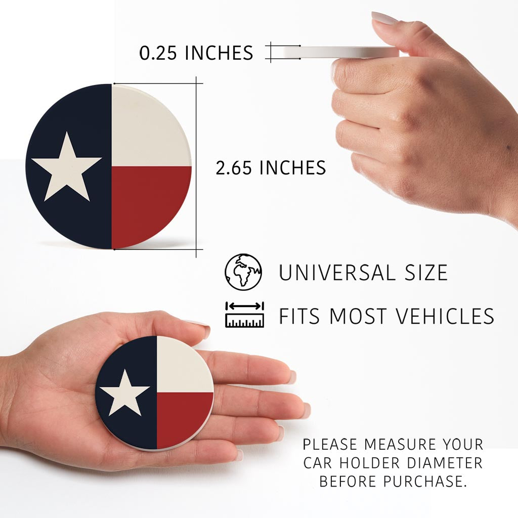 Modern Minimalist Texas Colors Flag | Absorbent Car Coasters | Set of 2 | Min 4