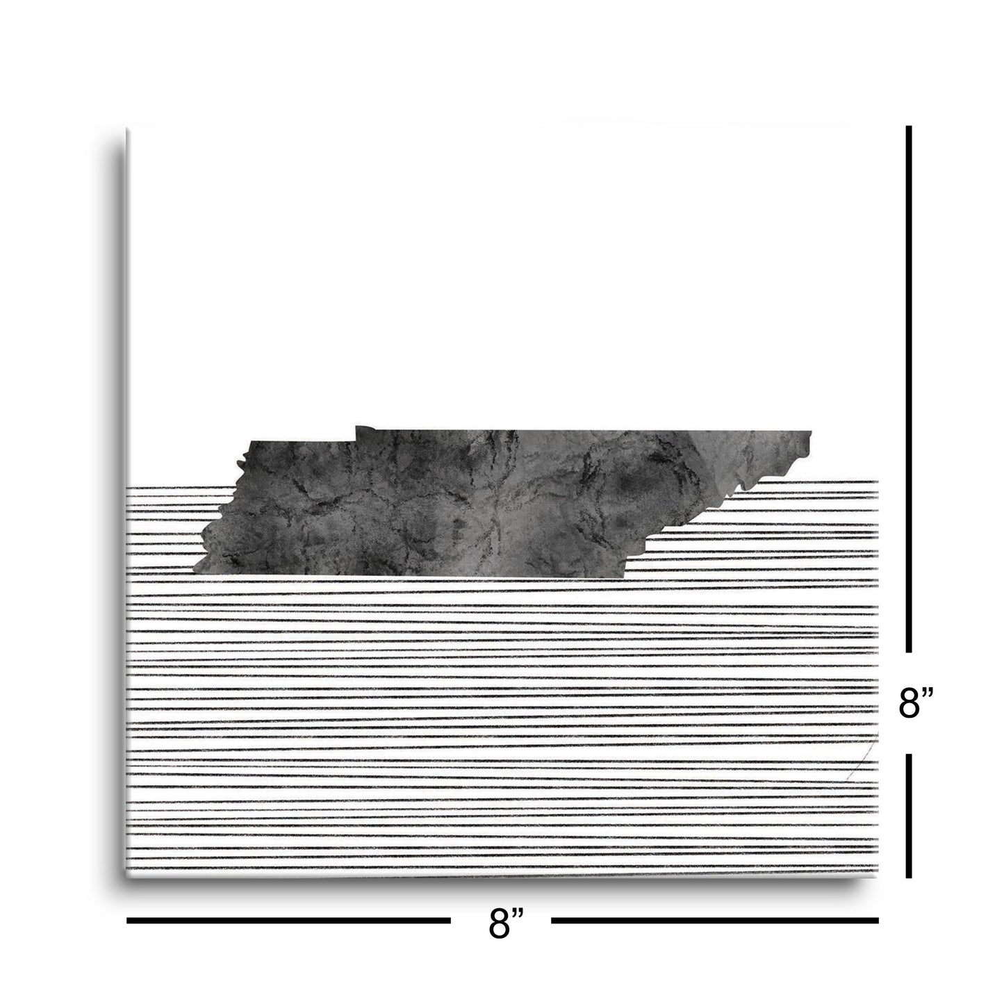 Minimalist B&W Tennessee State With Straight Lines | Hi-Def Glass Art | Eaches | Min 2