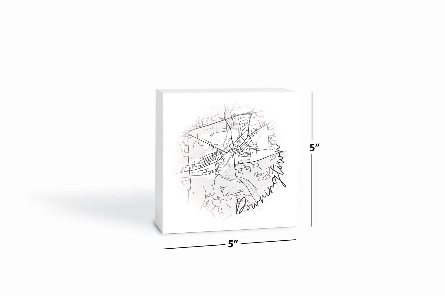 Minimalistic B&W Pennsylvania Downingtown Circle Map | Wood Block | Eaches | Min 4