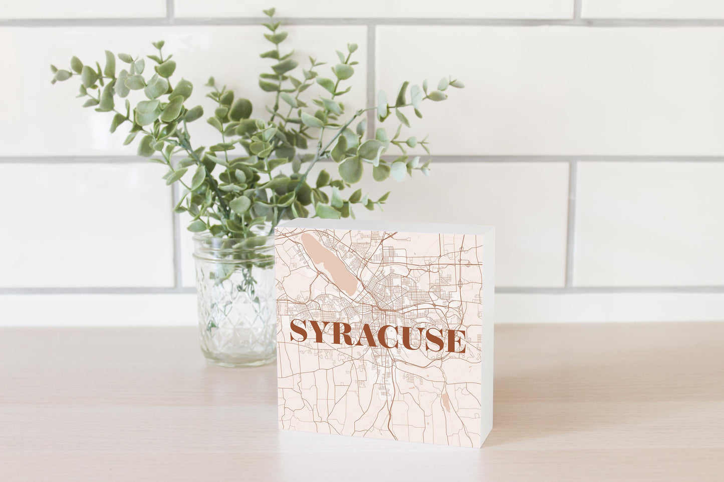 Modern Minimalist New York Syracuse Map | Wood Block | Eaches | Min 4