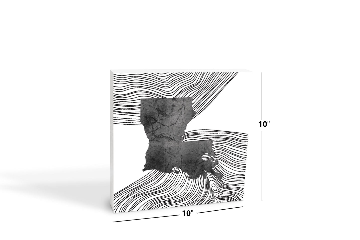 Modern Louisiana State Shape With Fluid Lines | Wood Block | Eaches | Min 2