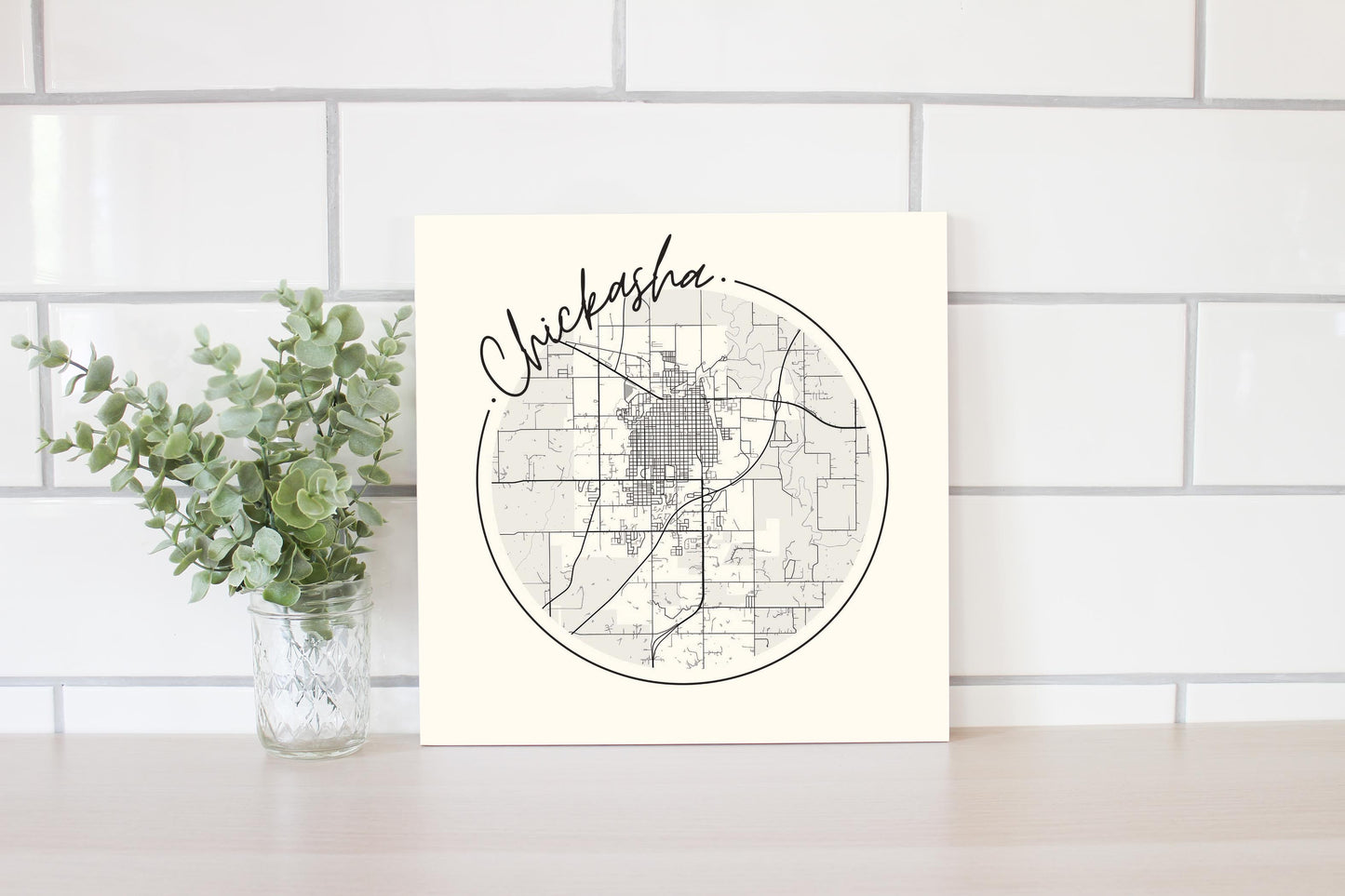 Modern Minimalist Oklahoma Chickasha Map | Wood Sign | Eaches | Min 2