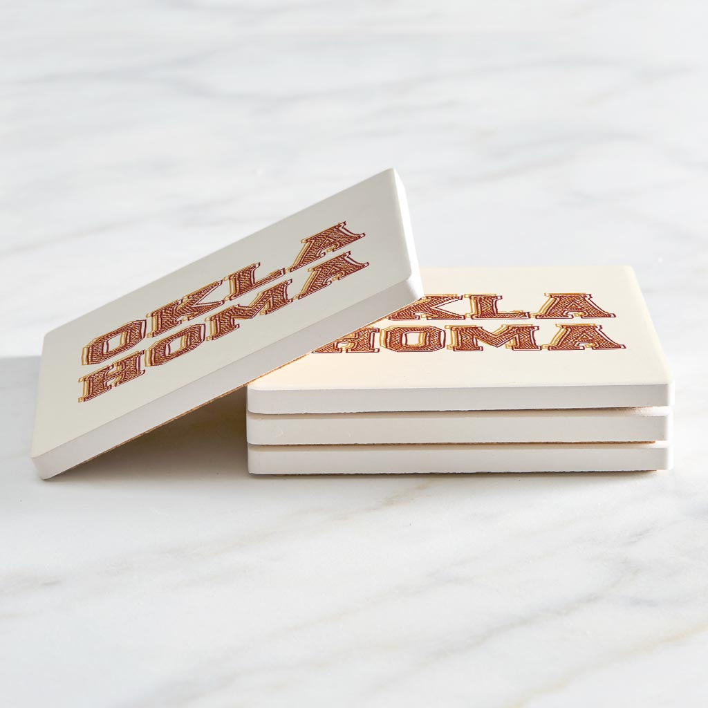 Modern Minimalist Oklahoma| Absorbent Coasters | Set of 4 | Min 2