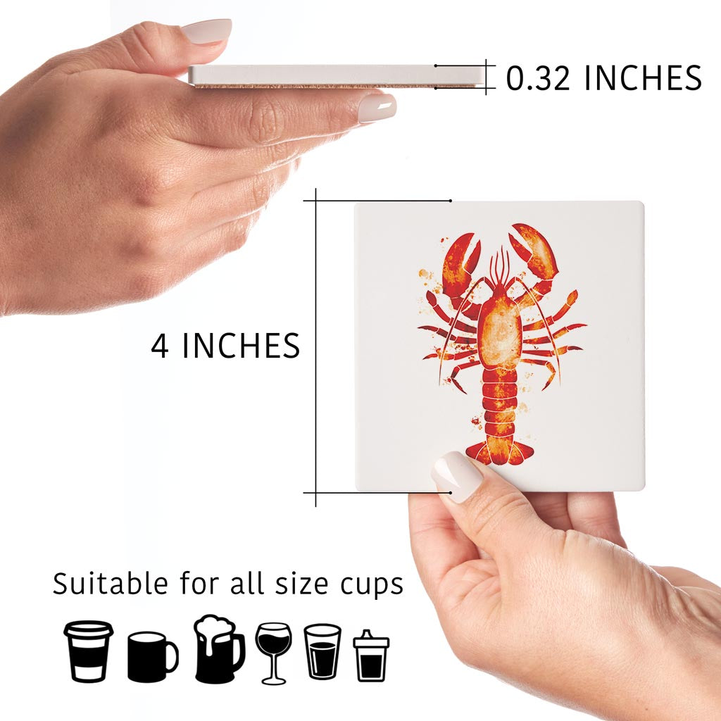East Coast Water Color Lobster | Absorbent Coasters | Set of 4 | Min 2
