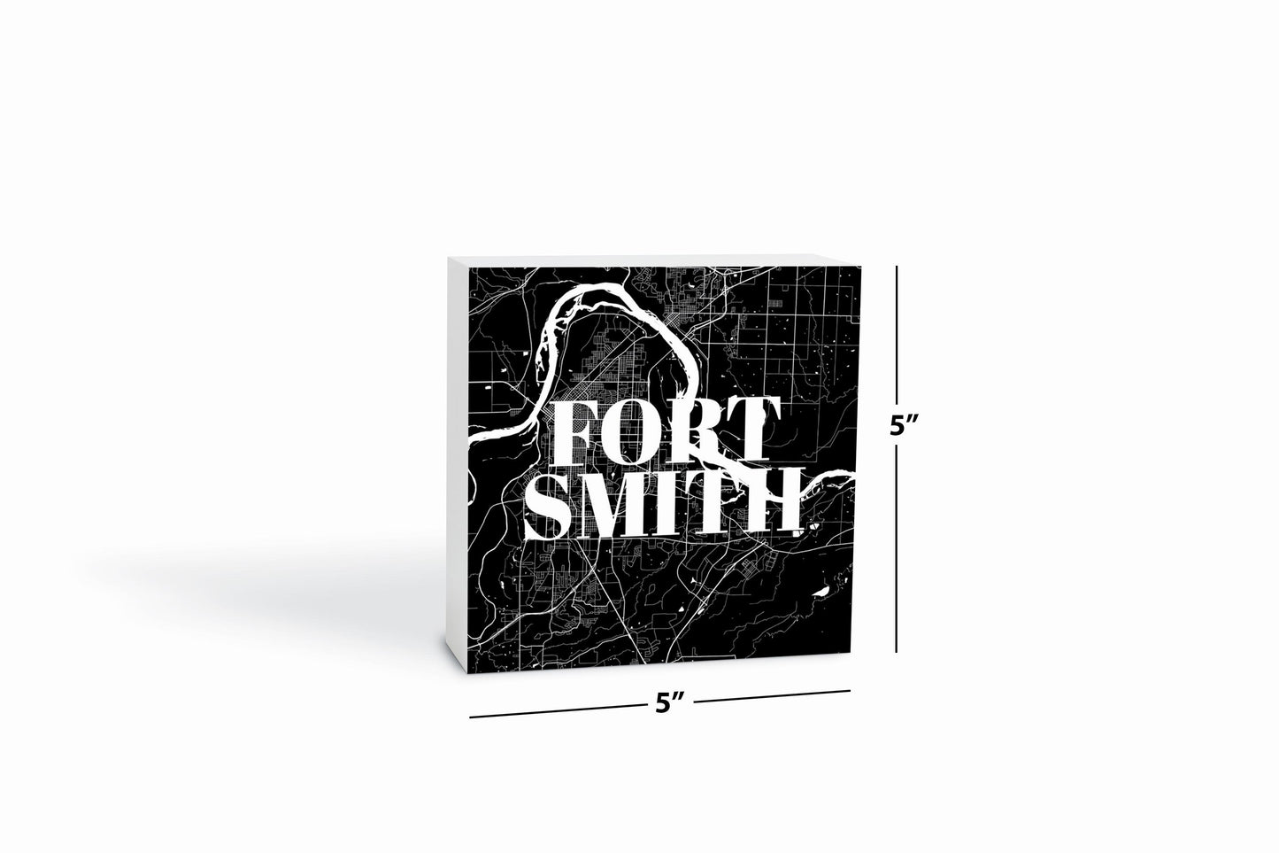 B&W Minimalist Arkansas Fort Smith Map | Wood Block | Eaches | Min 4