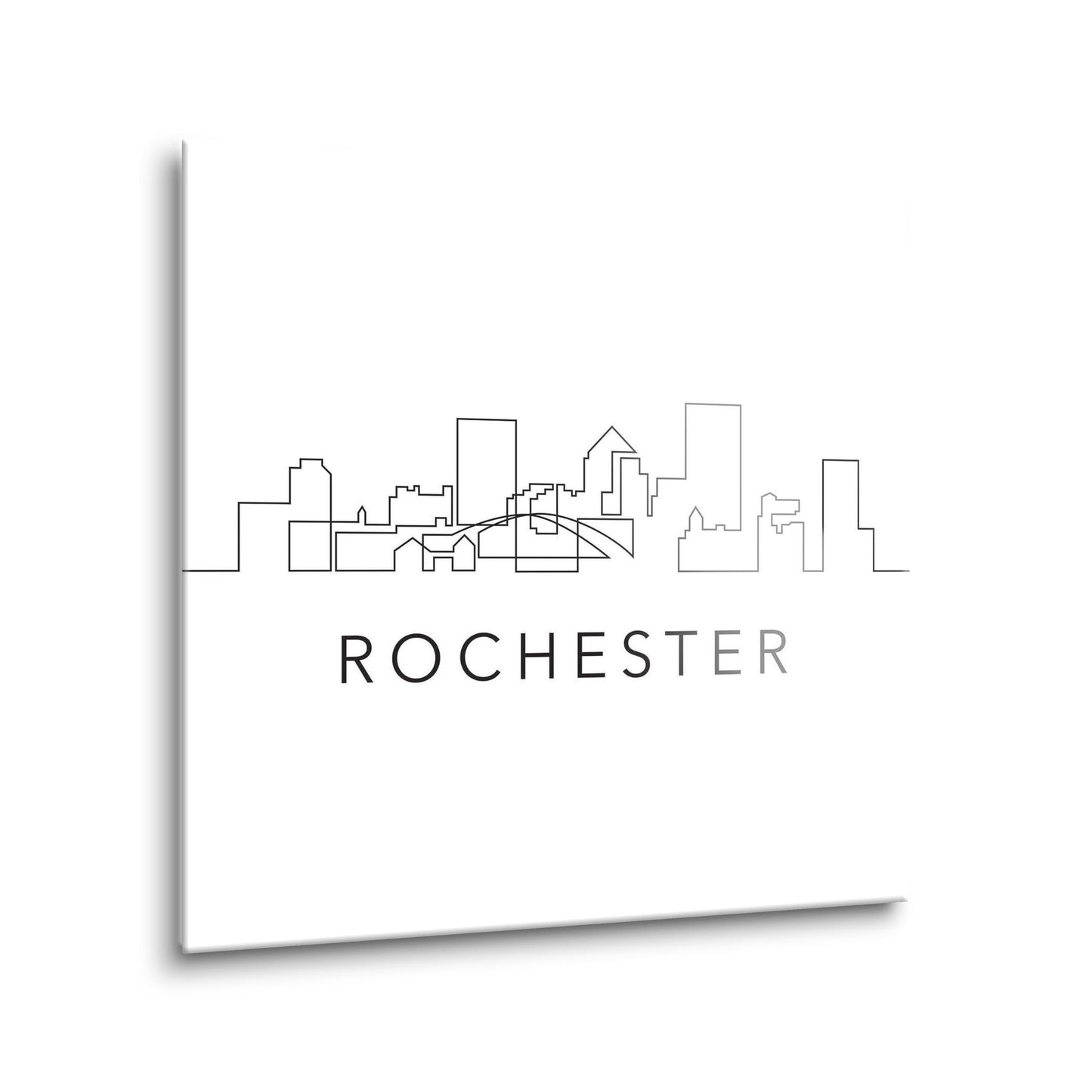 Minimalistic B&W New York Rochester Skyline | Hi-Def Glass Art | Eaches | Min 1