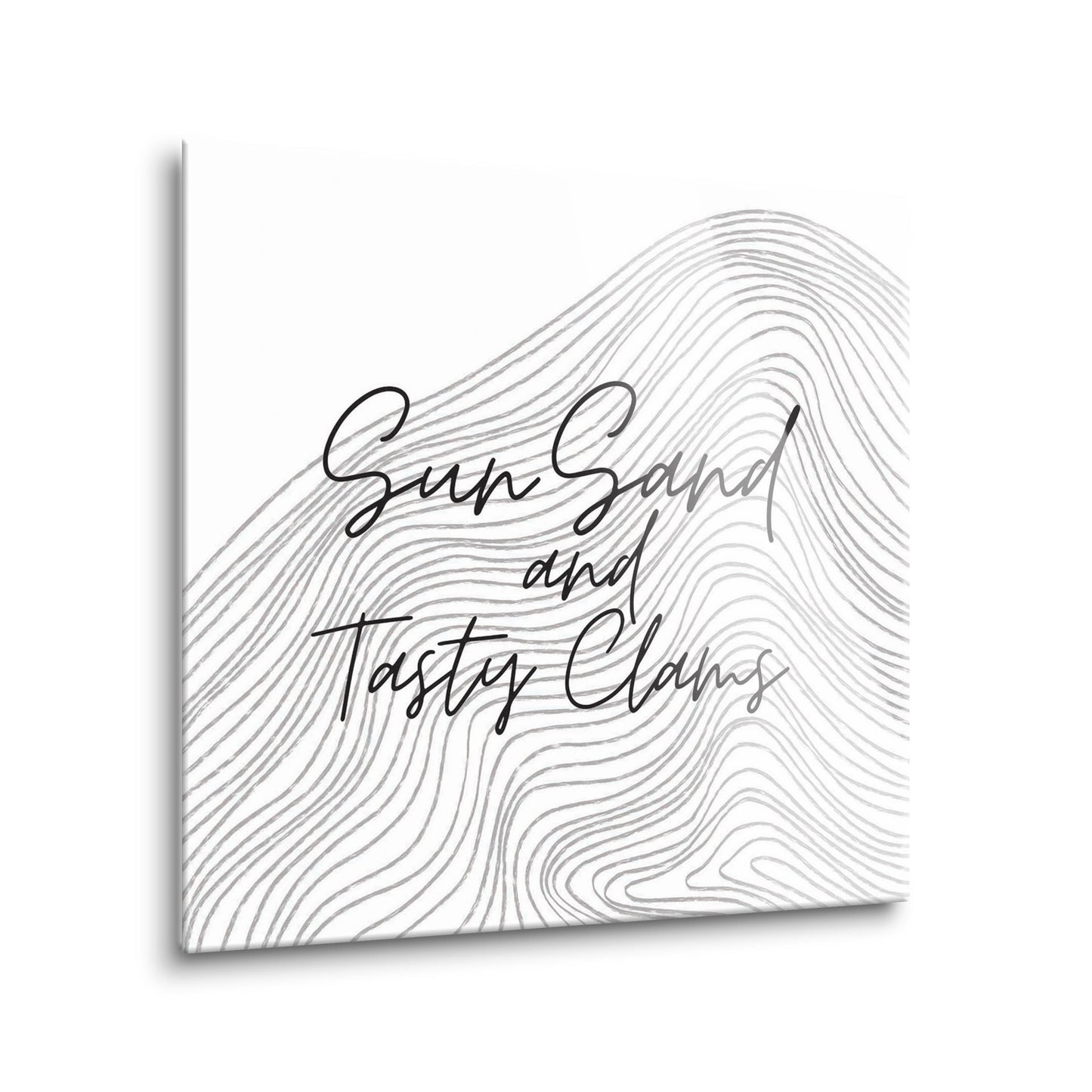 Minimalistic B&W Cape Cod Sun Sand Tasty Clams | Hi-Def Glass Art | Eaches | Min 2