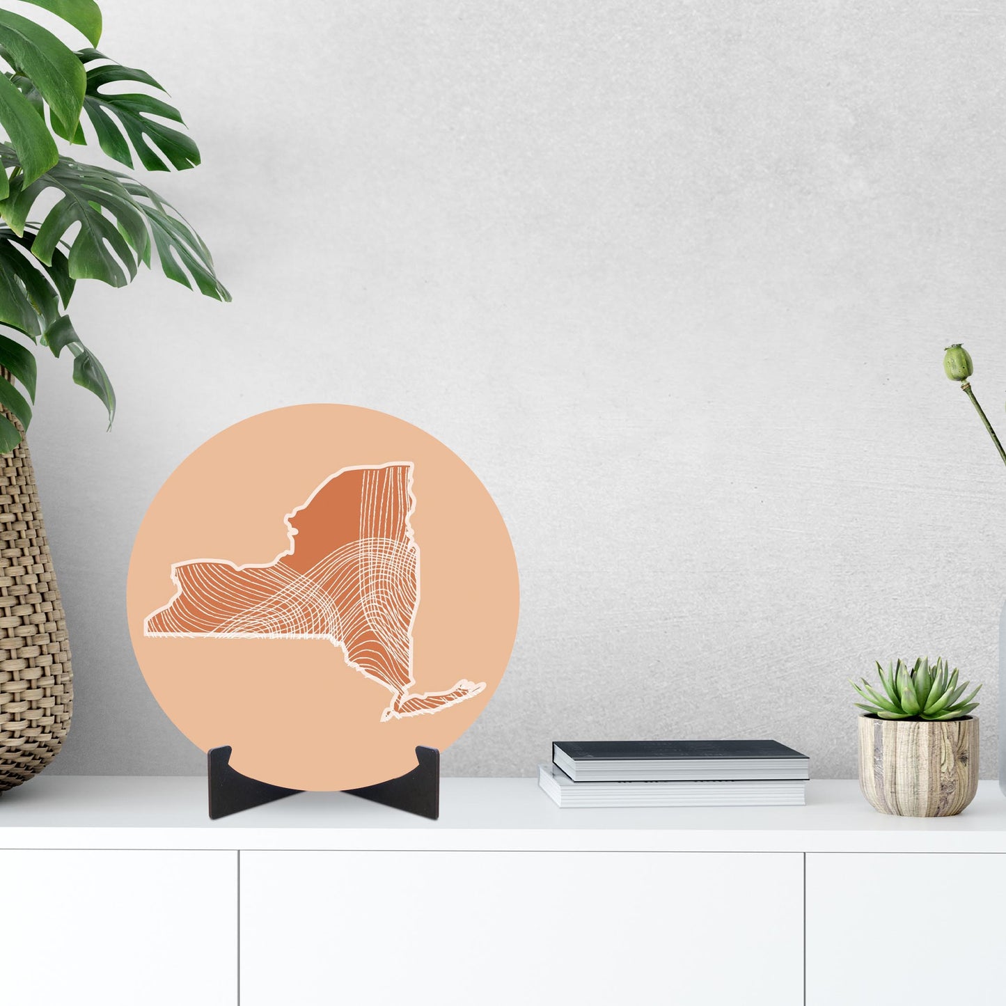 Modern Minimalist New York State Fluid Lines Light | Wood Sign | Eaches | Min 1