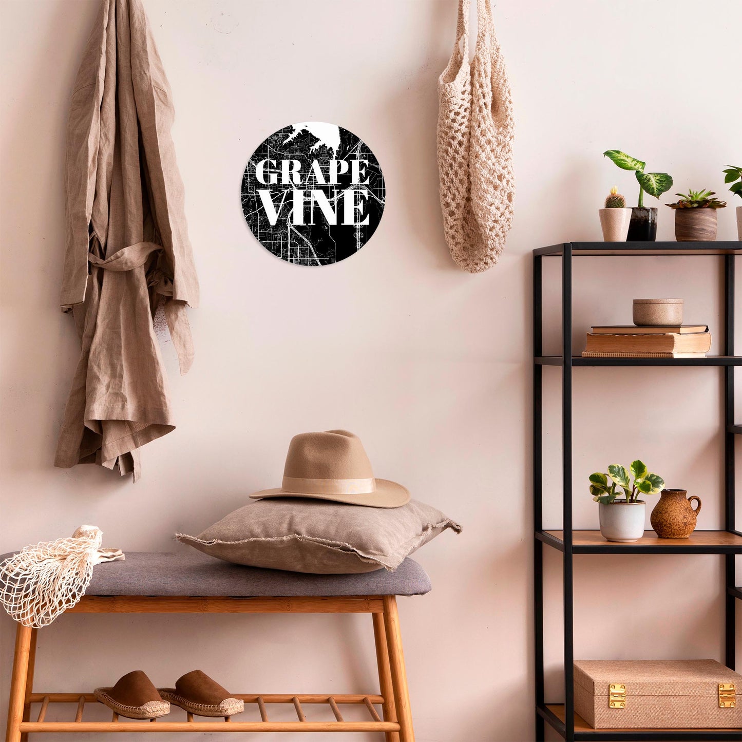Minimalistic B&W Texas Grapevine Map | Wood Sign | Eaches | Min 1