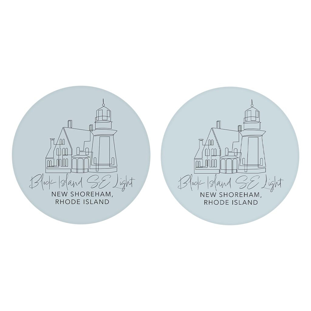 Block Island Se Light Muted Coastal| Absorbent Car Coasters | Set of 2 | Min 4