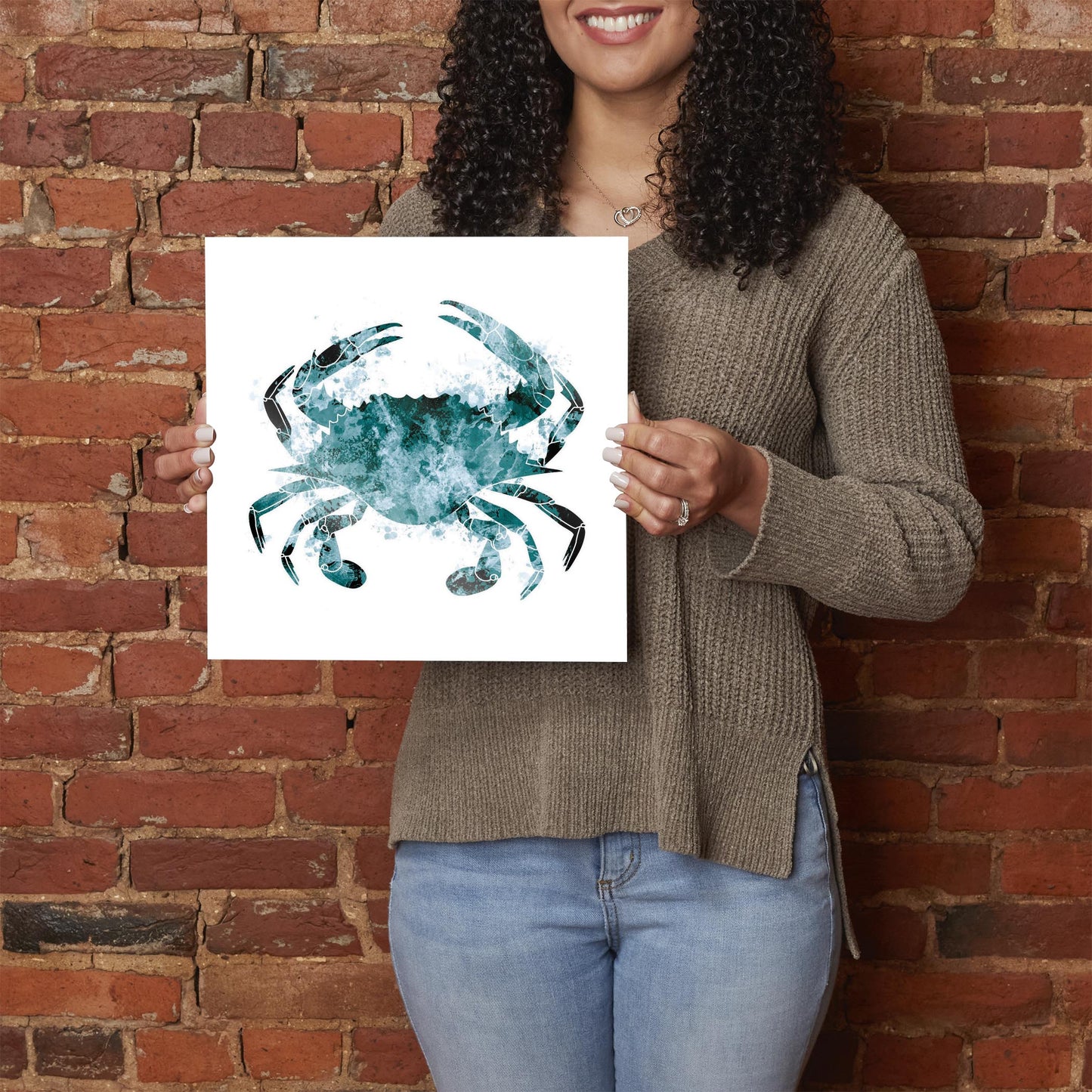 Blue White Water Color Blue Crab | Hi-Def Glass Art | Eaches | Min 1