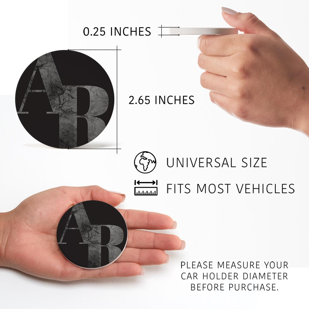 B&W Minimalist Arkansas Black Initials | Absorbent Car Coasters | Set of 2 | Min 4