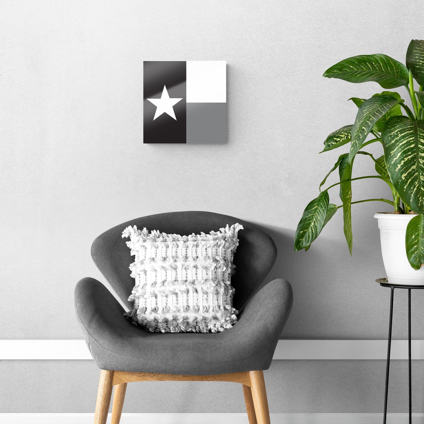 Minimalistic B&W Texas State Flag | Hi-Def Glass Art | Eaches | Min 1