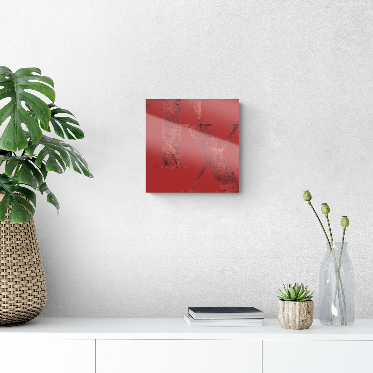 Modern Minimalist Texas Red Tx | Hi-Def Glass Art | Eaches | Min 1