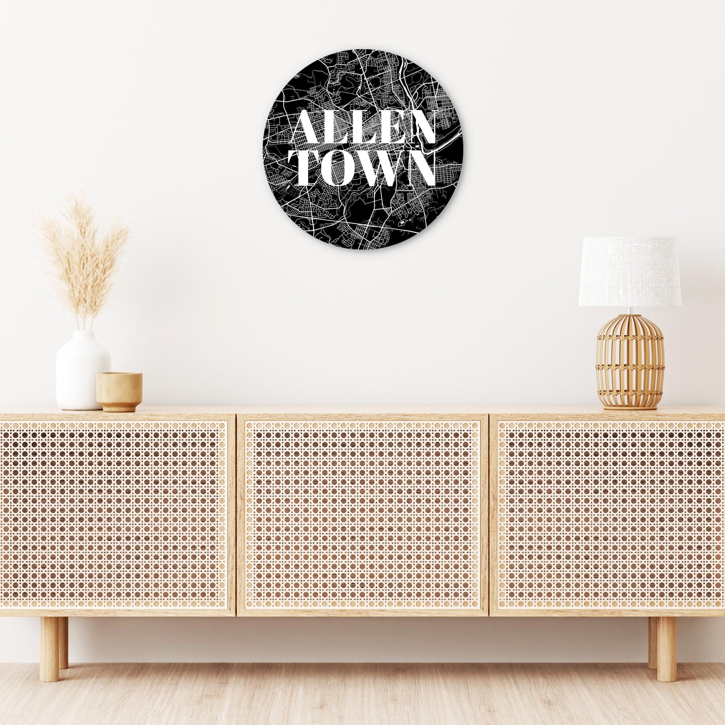 Minimalistic B&W Pennsylvania Allentown Map | Wood Sign | Eaches | Min 1