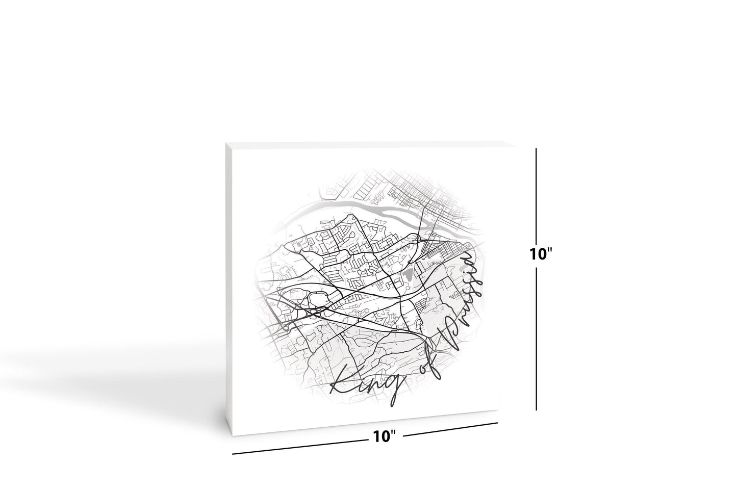 Minimalistic B&W Pennsylvania King Of Prussia Circle Map | Wood Block | Eaches | Min 2