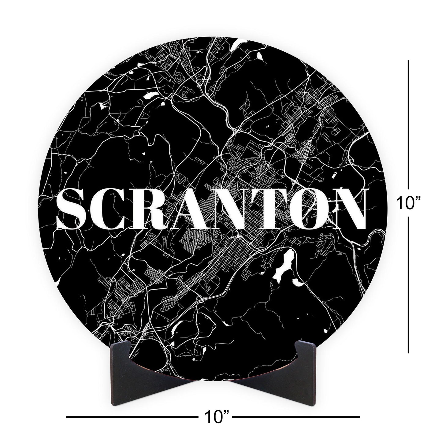 Minimalistic B&W Pennsylvania Scranton Map | Wood Sign | Eaches | Min 1
