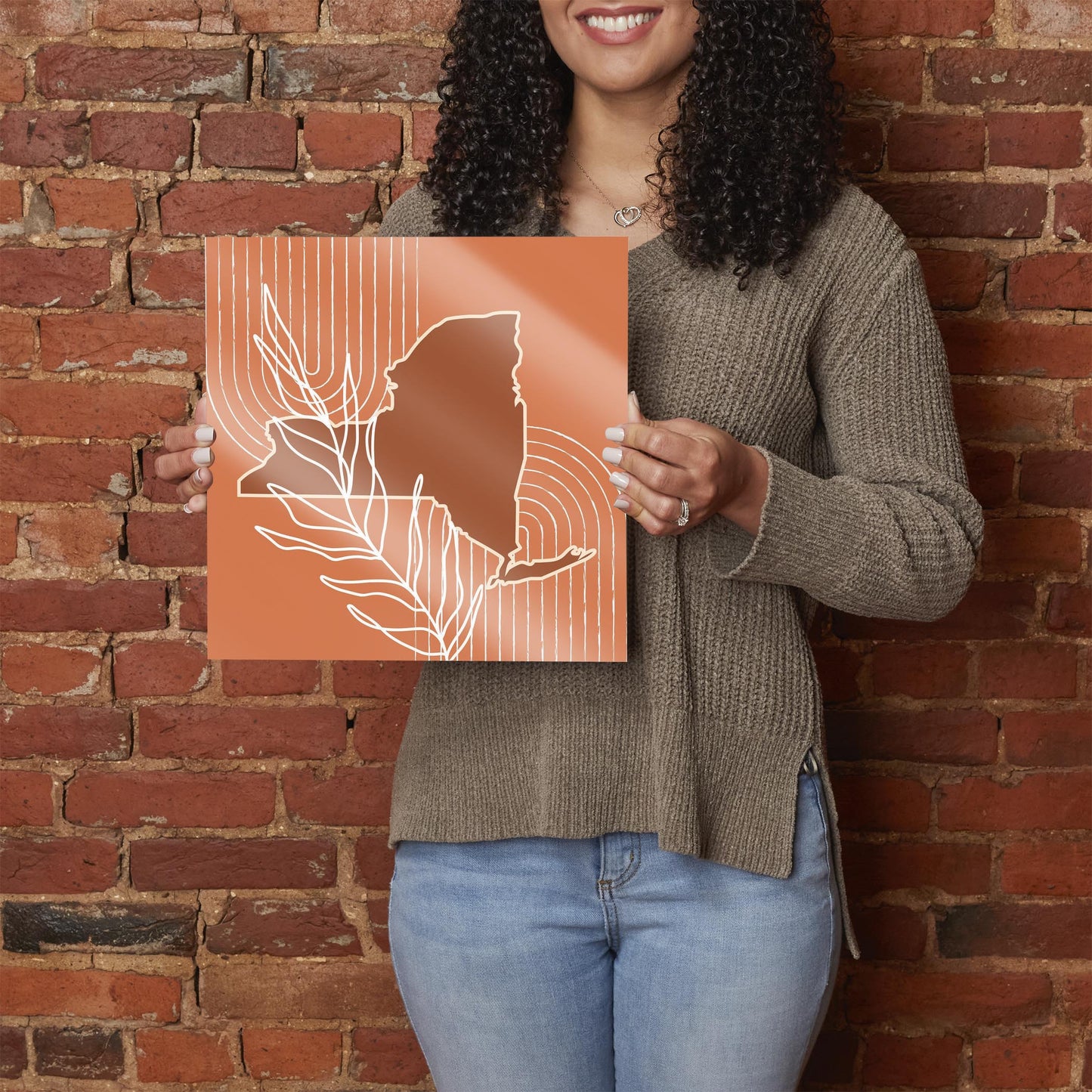 Modern Minimalist New York Shape And Leaf | Hi-Def Glass Art | Eaches | Min 1