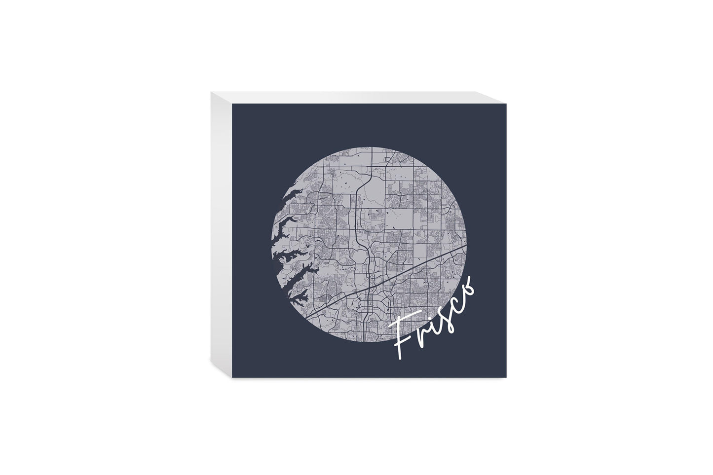Modern Minimalist Texas Colors Frisco Circle Map | Wood Block | Eaches | Min 4