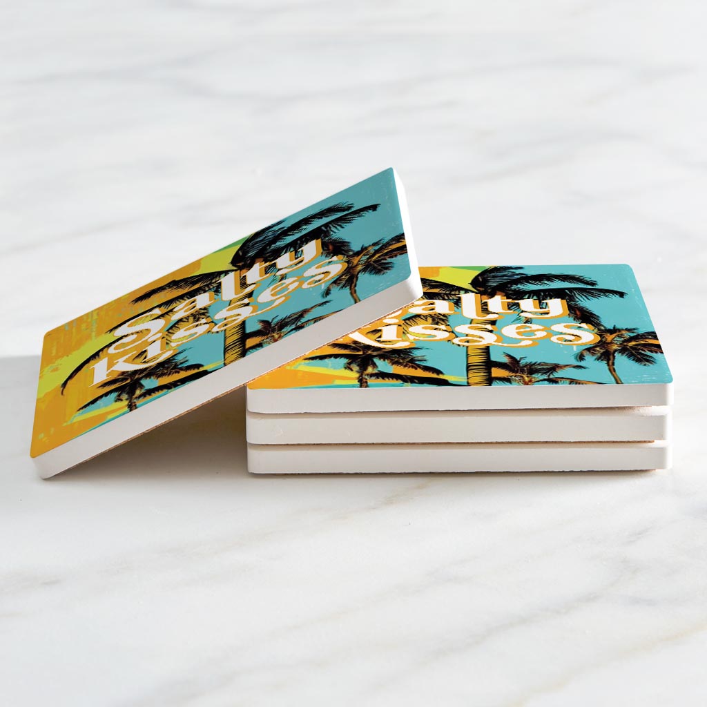 Salty Kisses Palm Trees | Absorbent Coasters | Set of 4 | Min 2