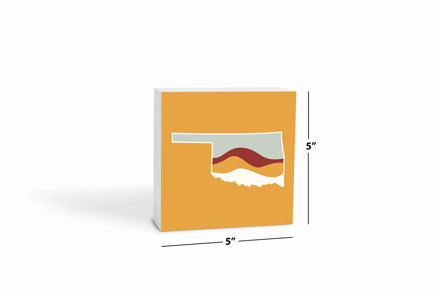 Modern Minimalist Oklahoma Orange Retro State Shape With Hills | Wood Block | Eaches | Min 4