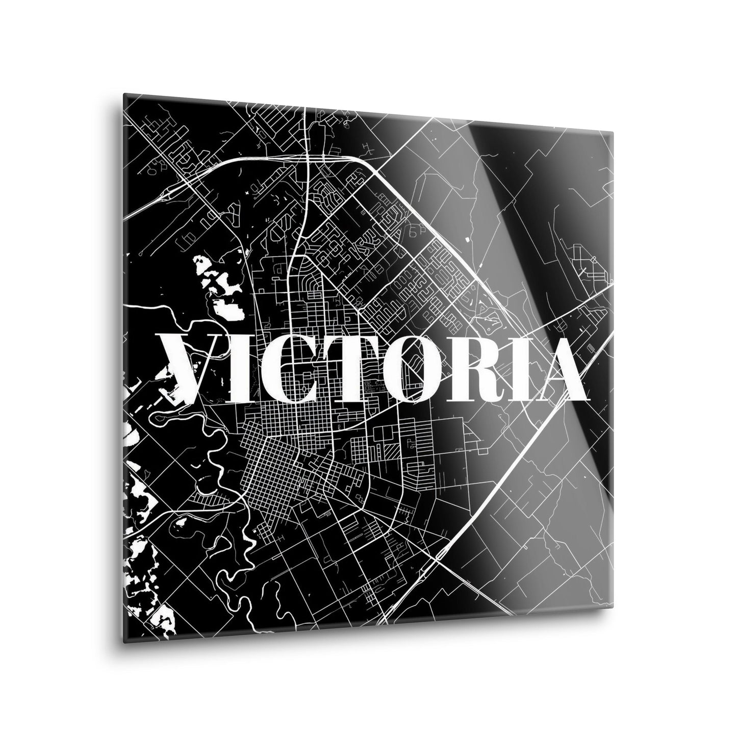 Minimalistic B&W Texas Victoria Map | Hi-Def Glass Art | Eaches | Min 2