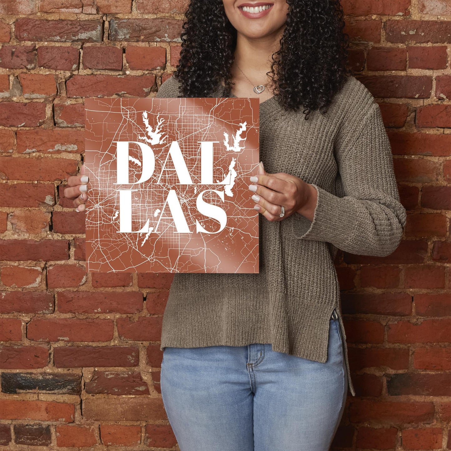 Modern Minimalist Dallas Texas Map | Hi-Def Glass Art | Eaches | Min 1
