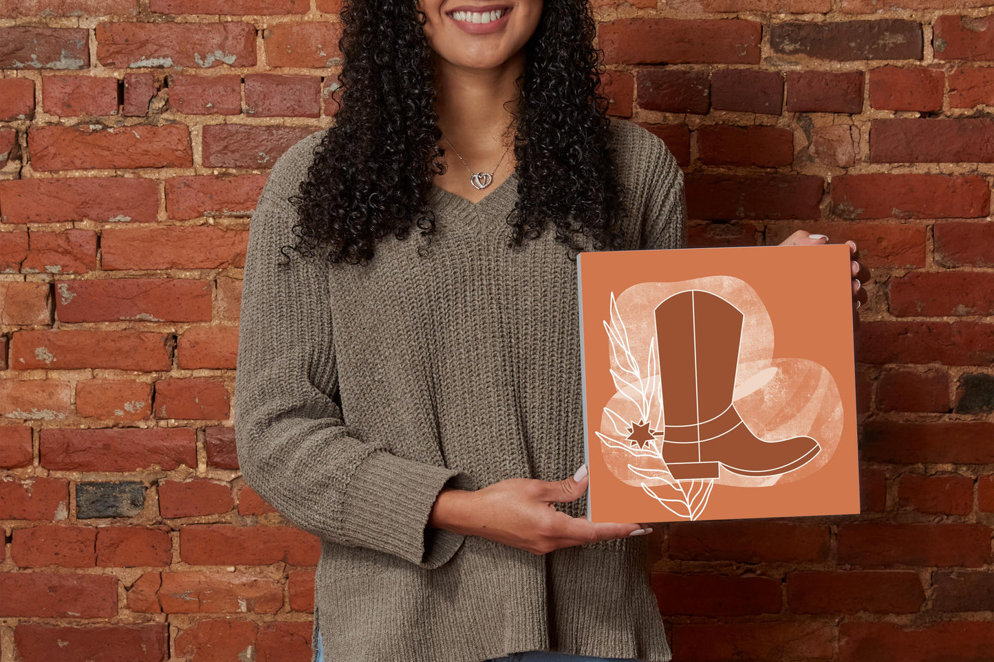 Modern Minimalist Texas Cowboy Boot | Wood Block | Eaches | Min 2