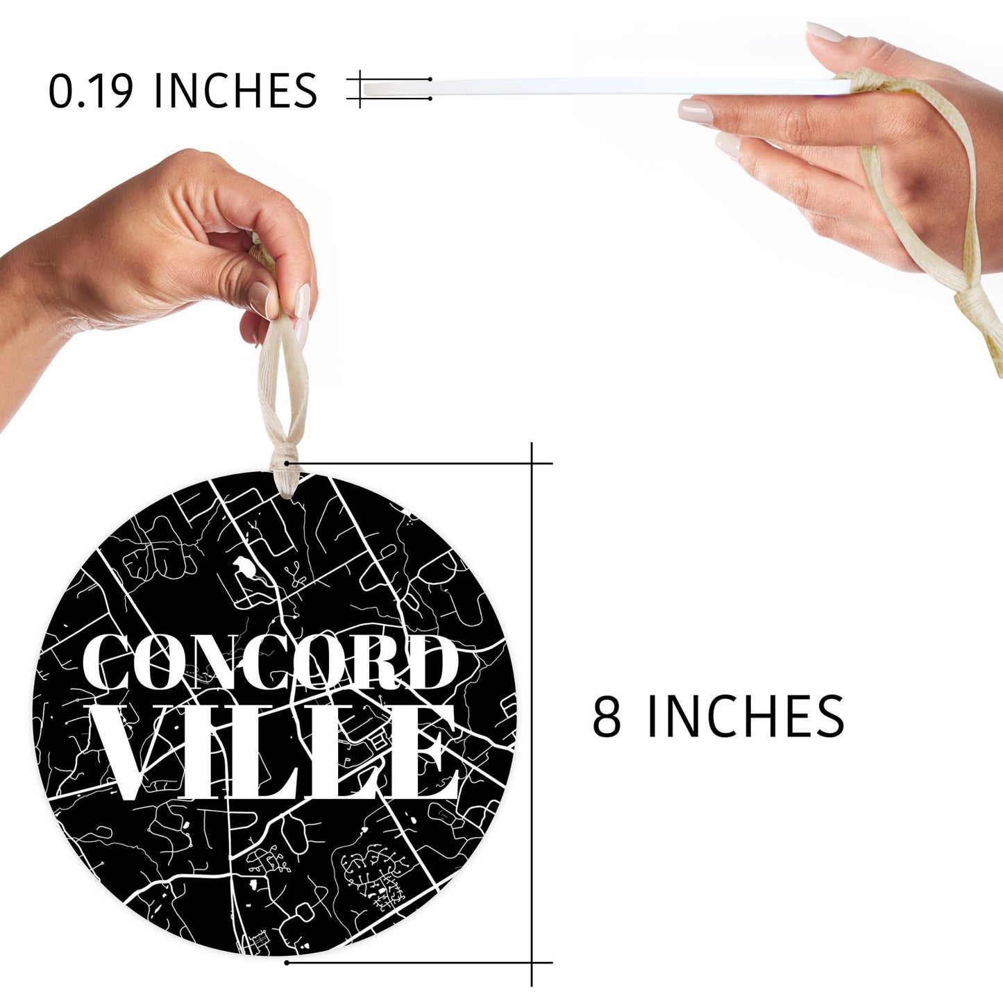 Minimalistic B&W Pennsylvania Concordville Map | Wood Ornament | Eaches | Min 1