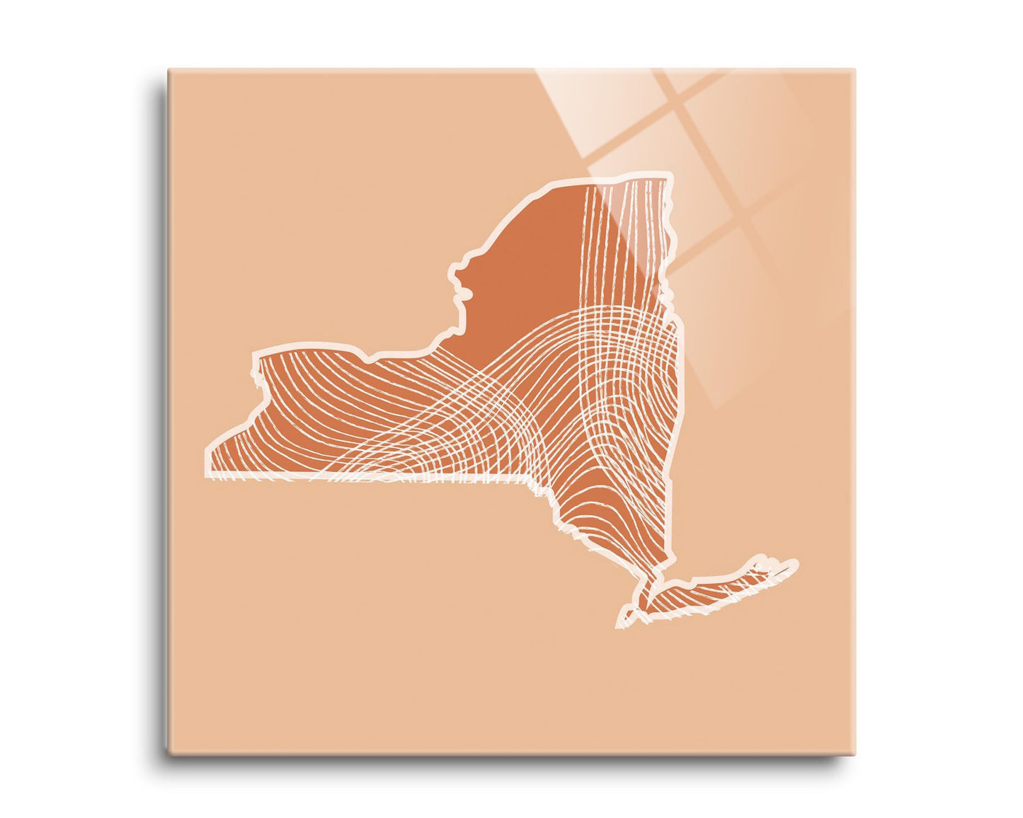 Modern Minimalist New York State Fluid Lines Light | Hi-Def Glass Art | Eaches | Min 2