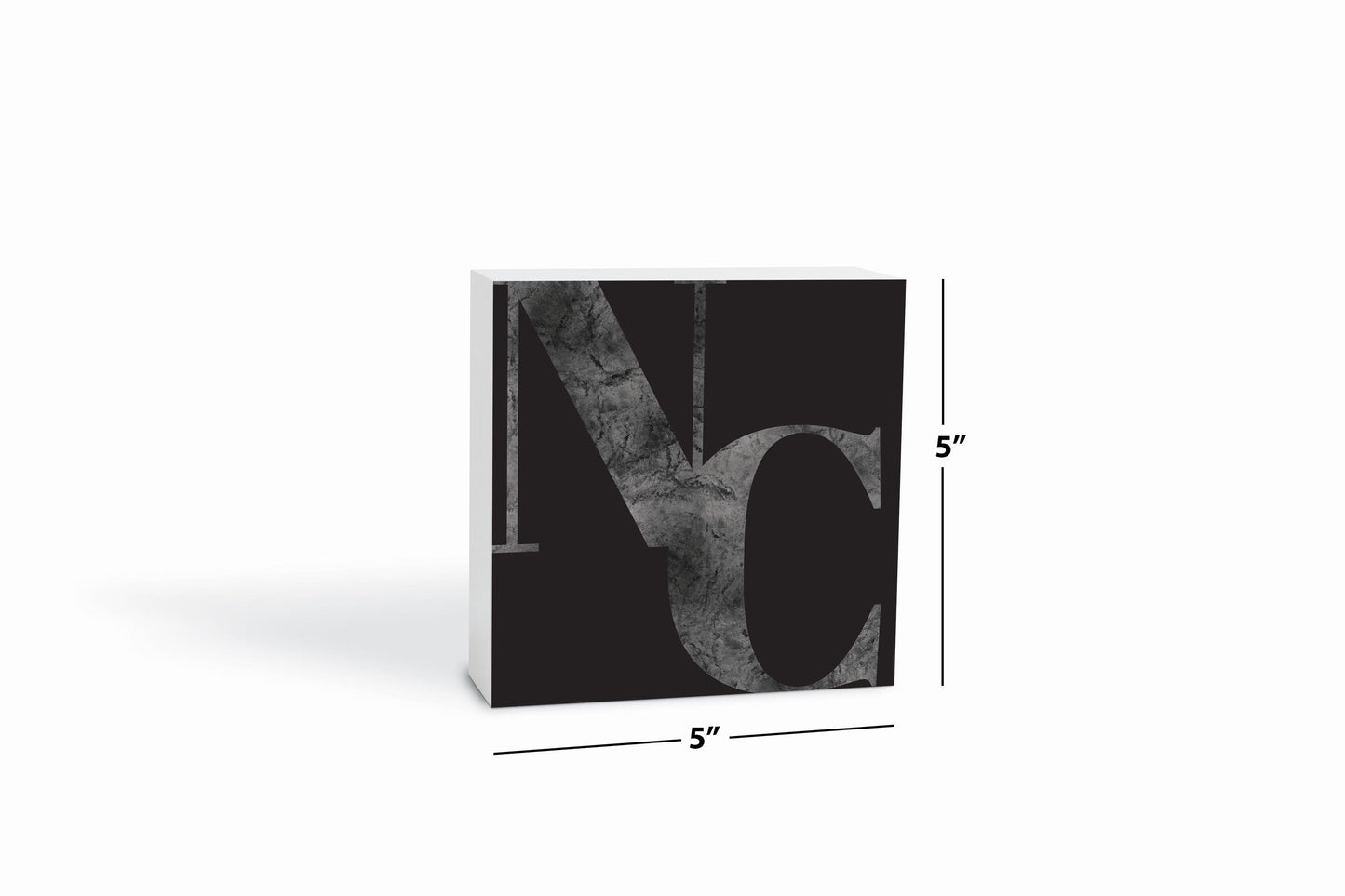 Minimalistic B&W North Carolina Black Initials | Wood Block | Eaches | Min 4