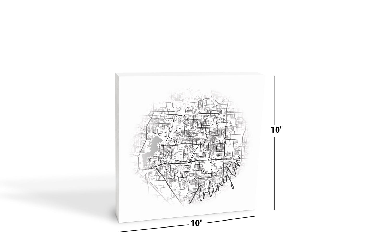 Minimalistic B&W Texas Arlington Circle Map | Wood Block | Eaches | Min 2