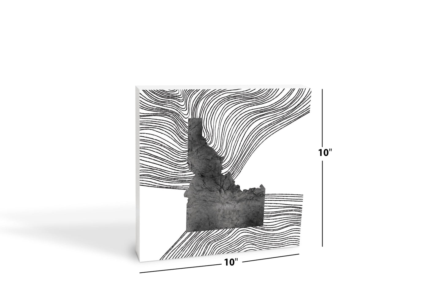 Minimalist B&W Idaho State With Fluid Lines | Wood Block | Eaches | Min 2