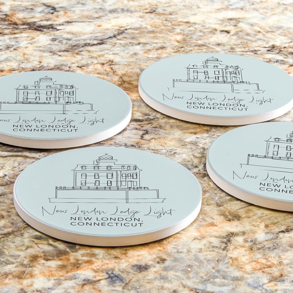 New London Lodge Light Muted Coastal| Absorbent Coasters | Set of 4 | Min 2